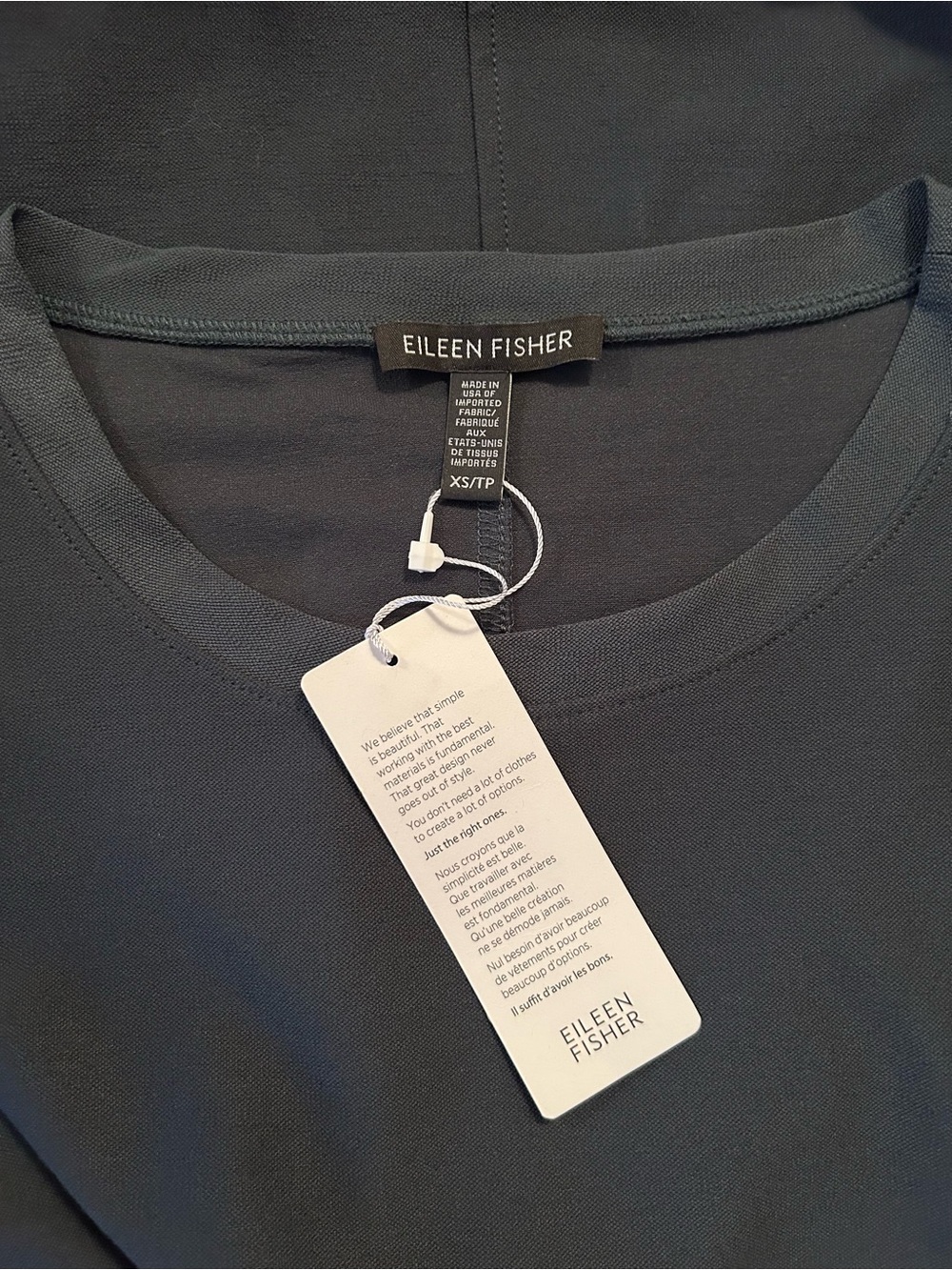 NWT EILEEN FISHER Short Sleeves Stretchable Maxi Dress, Dark Green, Size XS - Picture 5 of 6